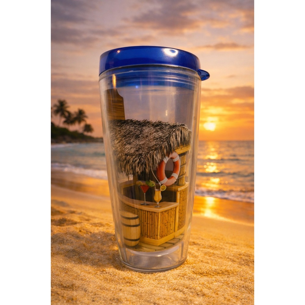 Margaritaville Wasting Away‎ Again Beach Bar Insulated Travel Tumbler 24oz Blue
